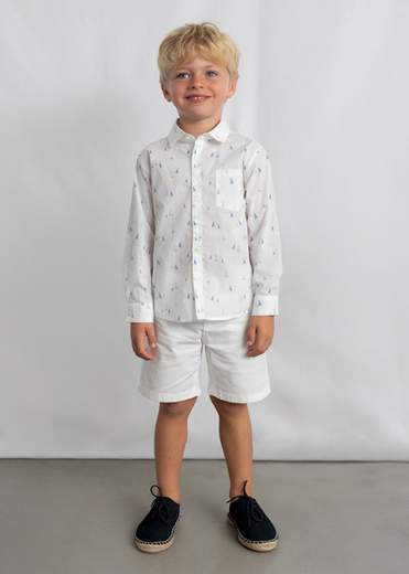 Camicia in lino manica lunga bambino