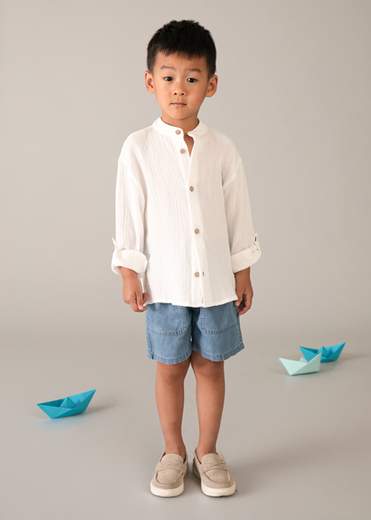 Camicia manica lunga colletto alla coreana bambino