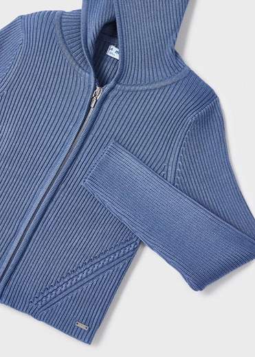 Giacca in Maglia zip e cappuccio bimba