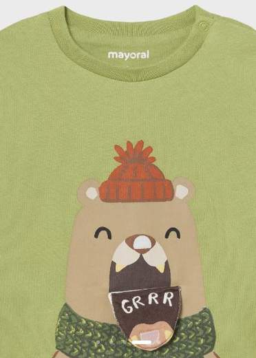 Maglietta interattiva orso neonato, maglia fantasia bebè, maglia maniche lunghe neonato mayoral