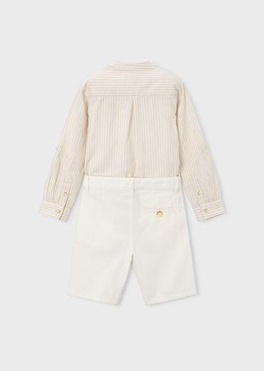 Completo bermuda e maglietta manica lunga in lino bambino