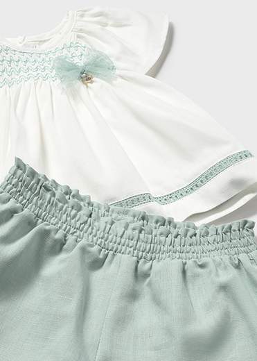 Completo bermuda e blusa neonata