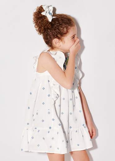 Vestito Stampato con Ricami Bambina
