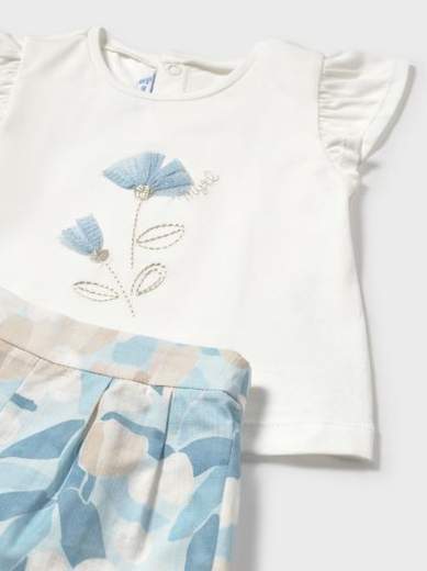 Completo pantaloncino fiori e maglietta neonata