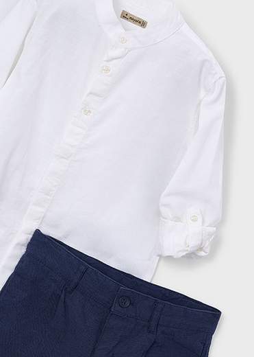 Completo bermuda e maglietta manica lunga in lino bambino