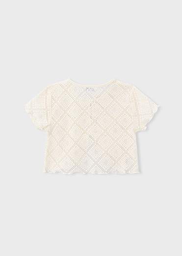 Maglietta manica corta 2 pezzi uncinetto bambina