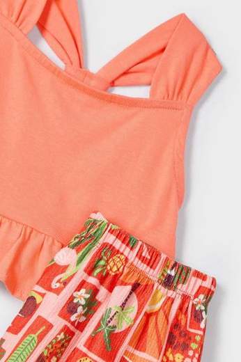 Completo shorts stampato e maglietta bambina