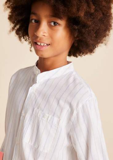Camicia manica lunga colletto coreana ragazzo