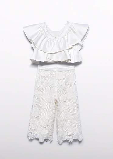 Completo Pantalone Culotte Guipur Ragazza