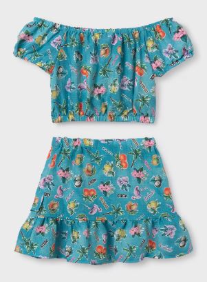 Completo gonna e top stampato ragazza