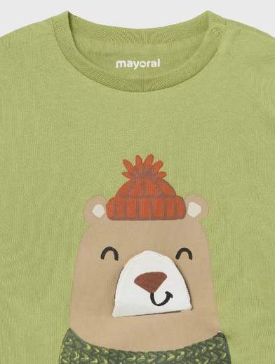 Maglietta interattiva orso neonato, maglia fantasia bebè, maglia maniche lunghe neonato mayoral