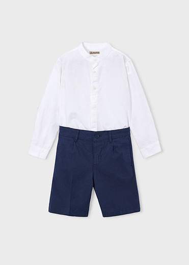 Completo bermuda e maglietta manica lunga in lino bambino