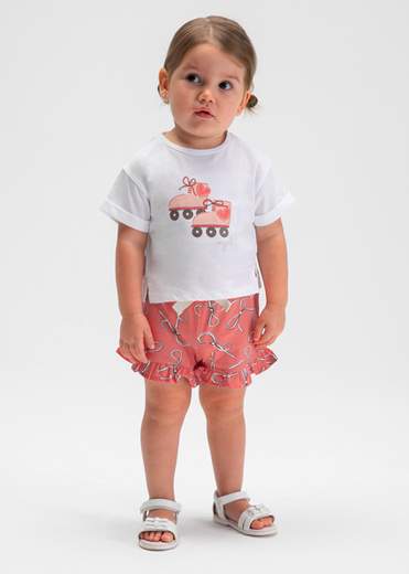 Completo pantaloncino stampato e maglietta neonata