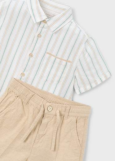 Completo bermuda e camicia in lino bambino