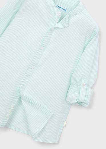 Camicia manica lunga a righe con colletto alla coreana bambino