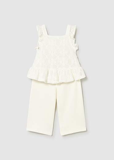 Completo pantalone e top crochet neonata