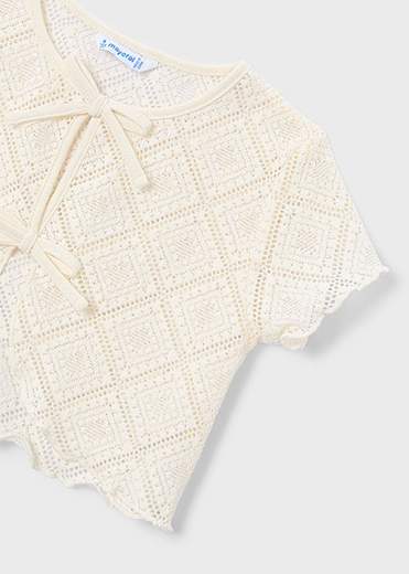 Maglietta manica corta 2 pezzi uncinetto bambina