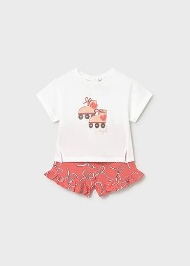 Completo pantaloncino stampato e maglietta neonata